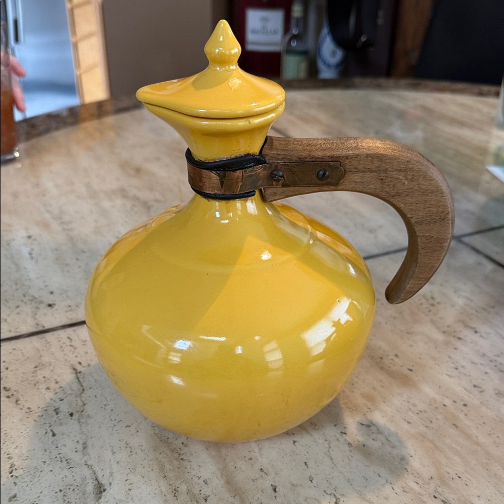 Bauer Yellow Ceramic Jug with Wooden Handle